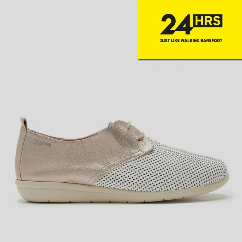 24 HRS Zapatos*Blucher Piel Combi BLANCO/CHAMPÁN