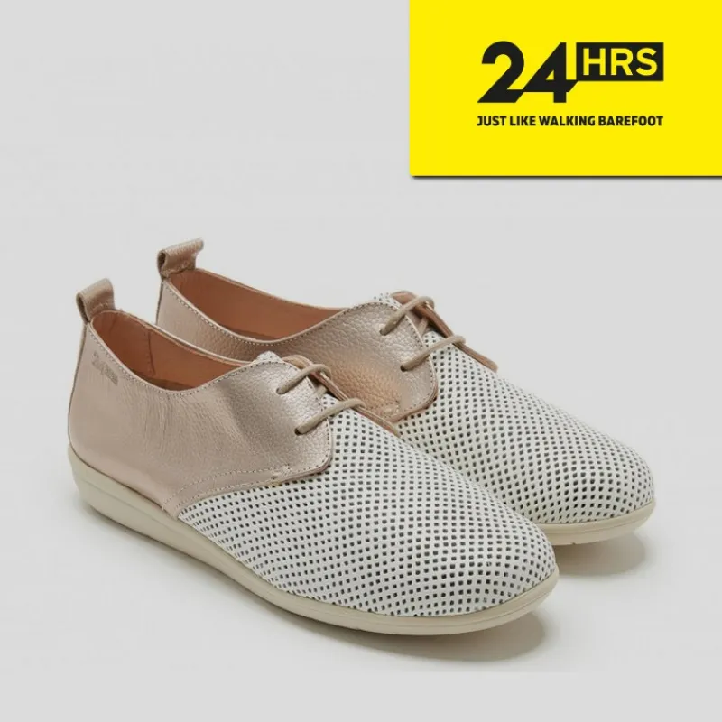 24 HRS Zapatos*Blucher Piel Combi BLANCO/CHAMPÁN