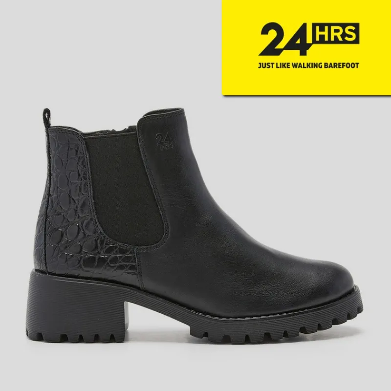 24 HRS Botines*Botín Chelsea Combi Piel NEGRO