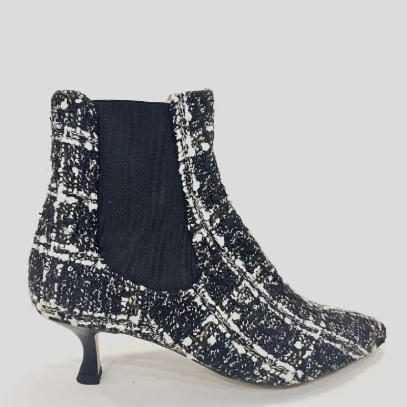 MIUXA Botines*Botín Elásticos Tweed Chanel NEGRO