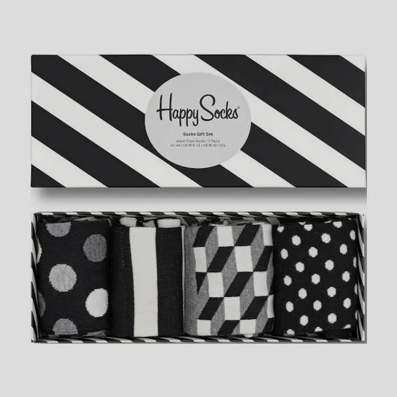 HAPPY SOCKS Guantes, Gorras Y Calcetines*4 Pack Classic B&W 36/40