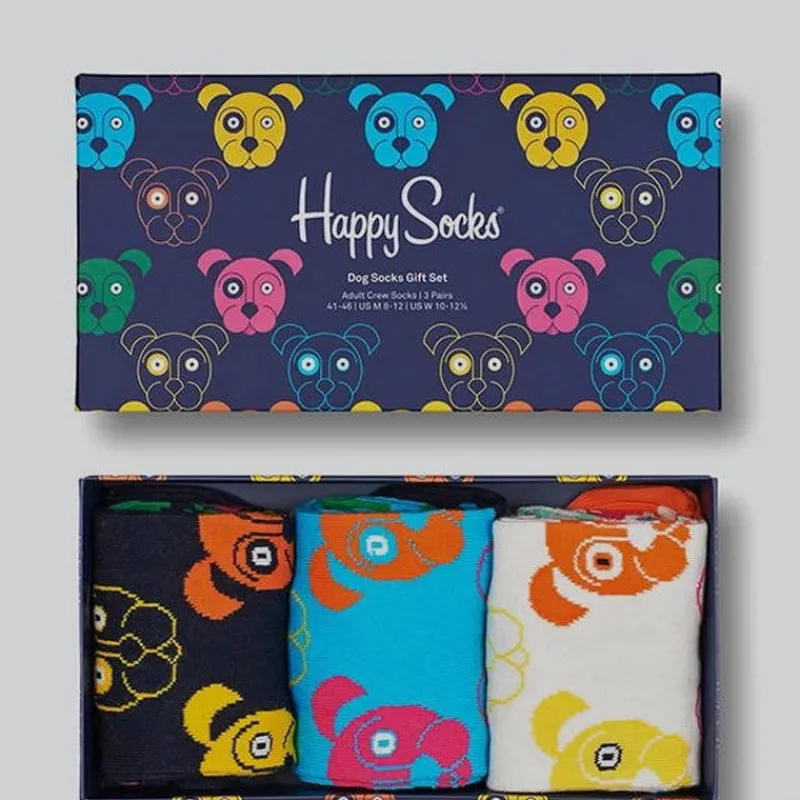 HAPPY SOCKS Guantes, Gorras Y Calcetines*Mixed Dog Box 3Pack 36/40