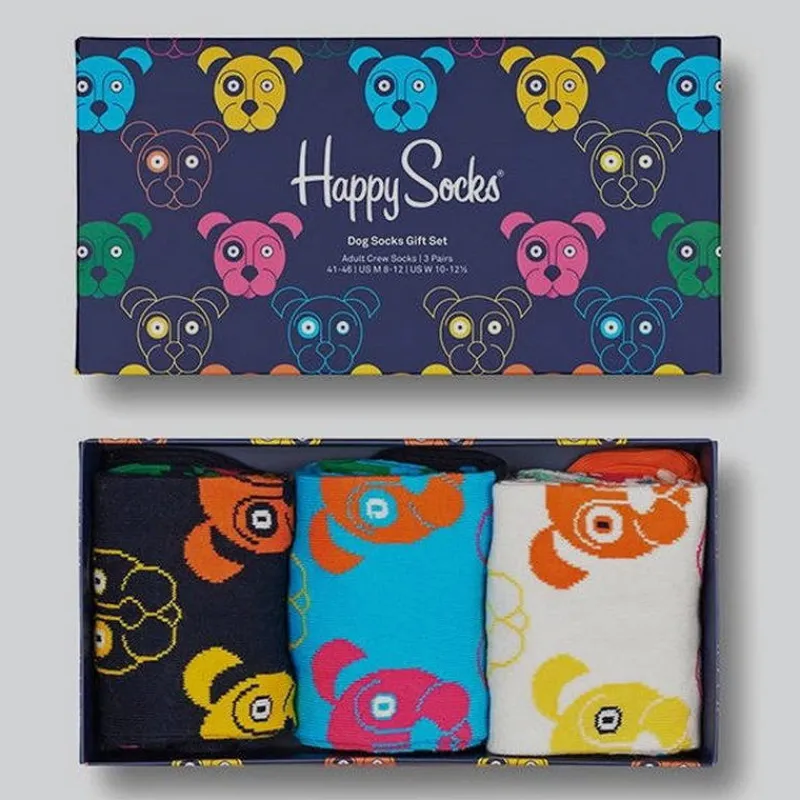 HAPPY SOCKS Guantes, Gorras Y Calcetines*Mixed Dog Box 3Pack 36/40