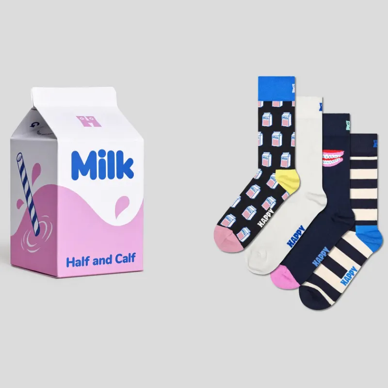 HAPPY SOCKS Guantes, Gorras Y Calcetines*4-Pack Milk Carton 36/40