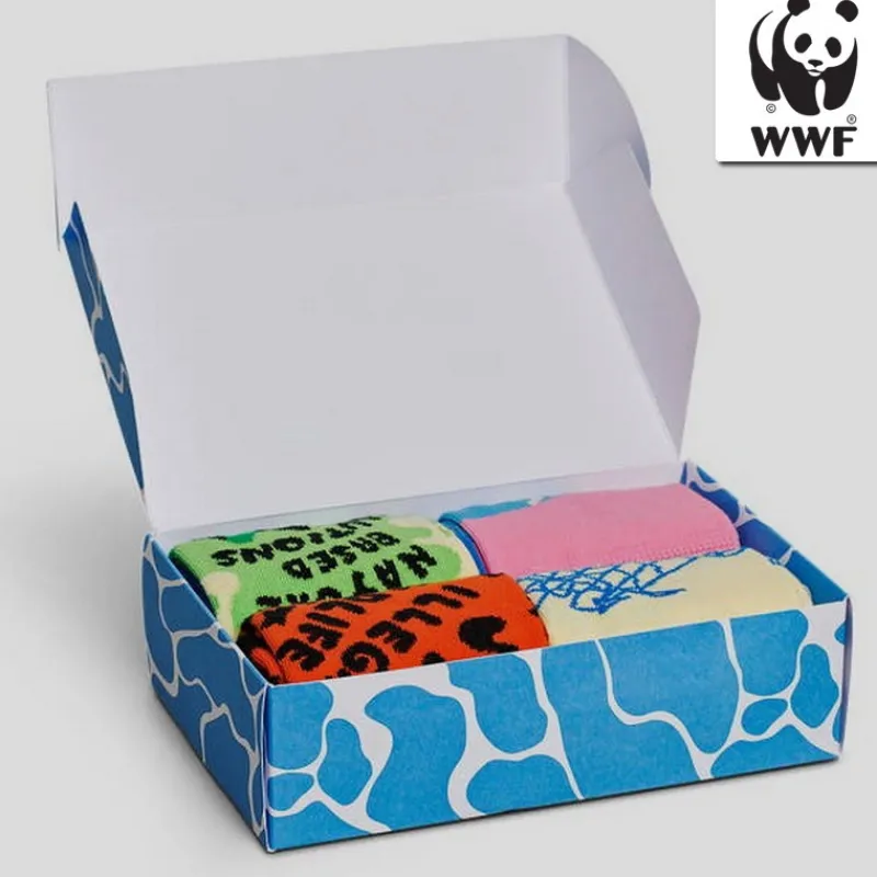 HAPPY SOCKS Guantes, Gorras Y Calcetines*WWF Gift Box 4Pack 41/46