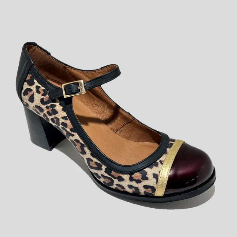 NEMONIC Zapatos*Merceditas Amelie Combi LEOPARDO