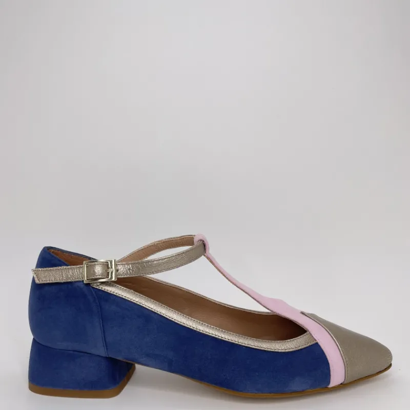 MIUXA Zapatos*Merceditas Combinada Ante AZUL