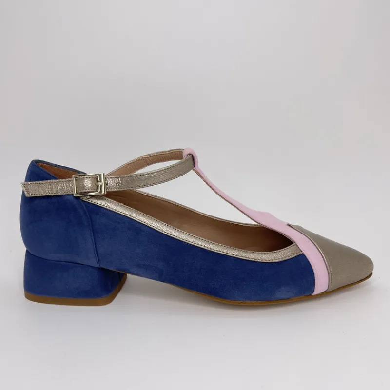 MIUXA Zapatos*Merceditas Combinada Ante AZUL