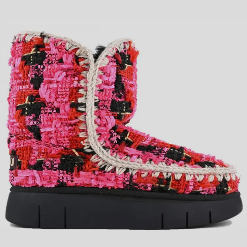 MOU Botas*Bounce textile BigTartan ROSA FUCSIA