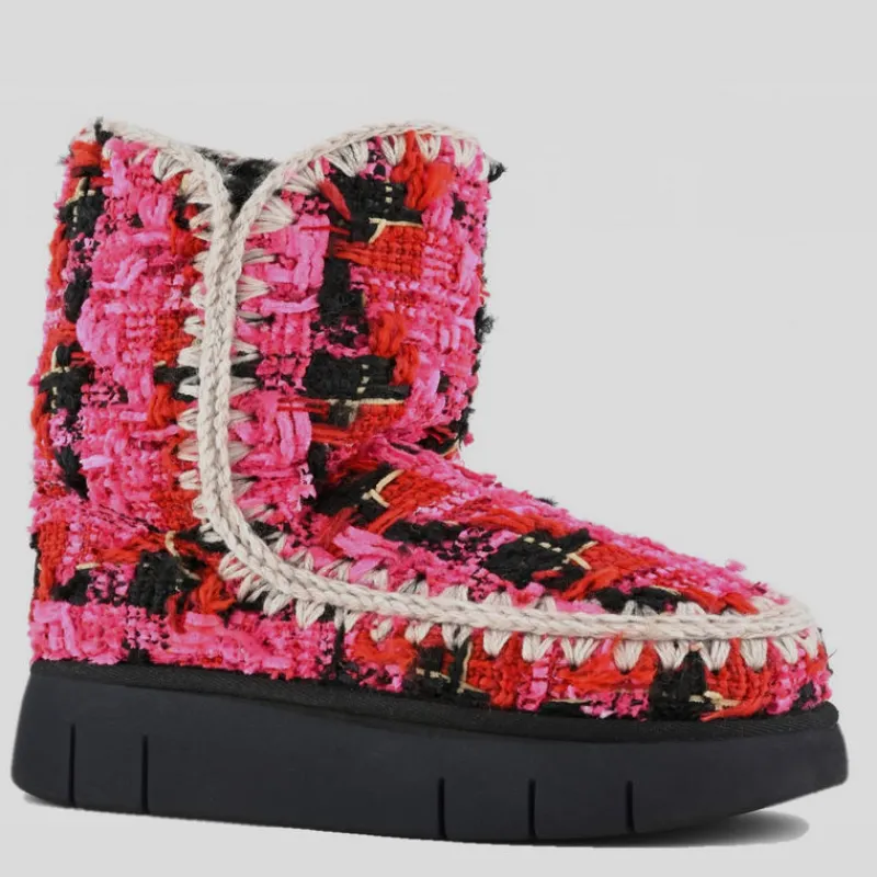 MOU Botas*Bounce textile BigTartan ROSA FUCSIA