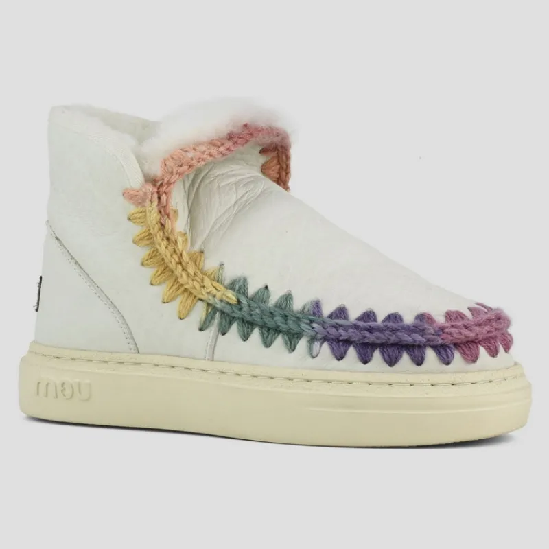 MOU Botines*Sneaker Bold Rainbow Stitching WHITE