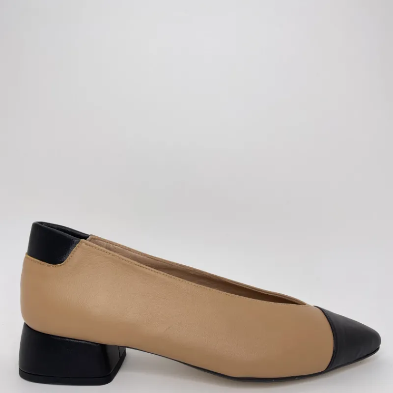 MIUXA Zapatos*Salón Piel Combi ALMENDRA/NEGRO