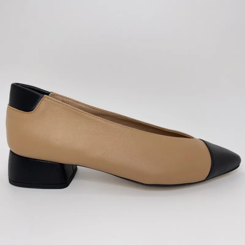 MIUXA Zapatos*Salón Piel Combi ALMENDRA/NEGRO