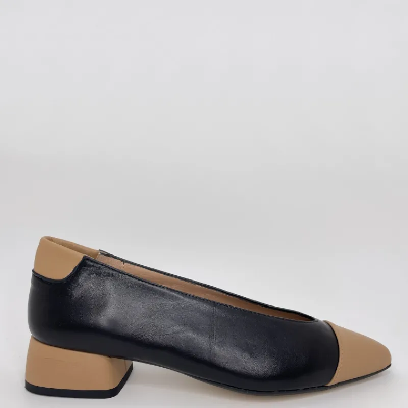 MIUXA Zapatos*Salón Piel Combi NEGRO/ALMENDRA