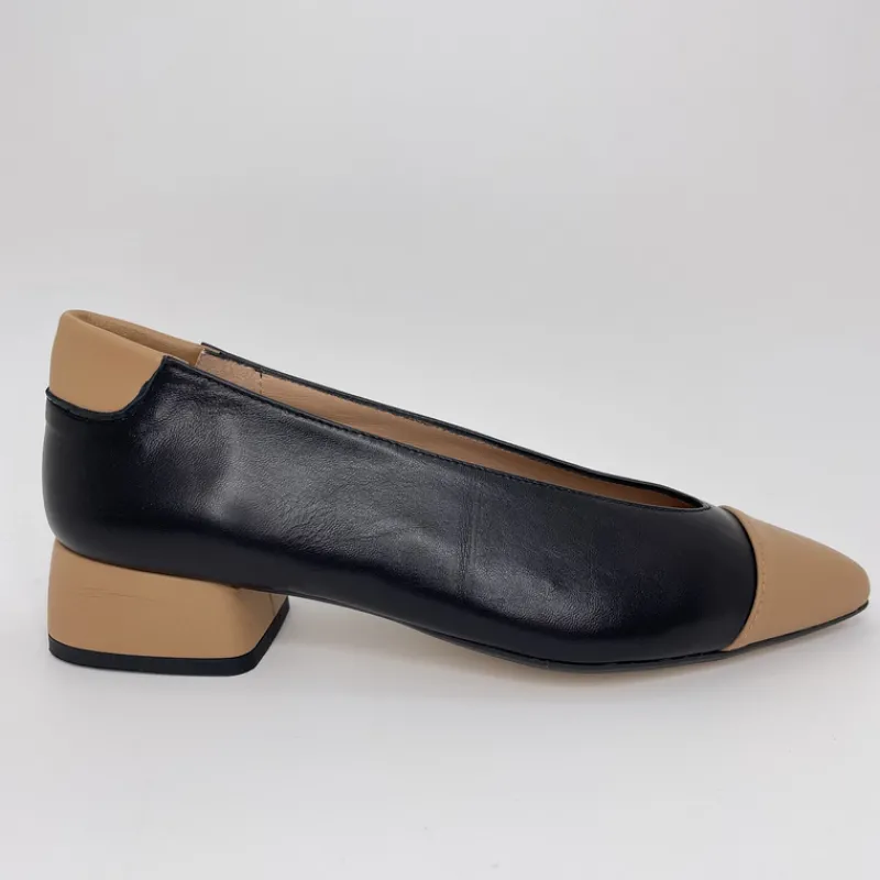 MIUXA Zapatos*Salón Piel Combi NEGRO/ALMENDRA