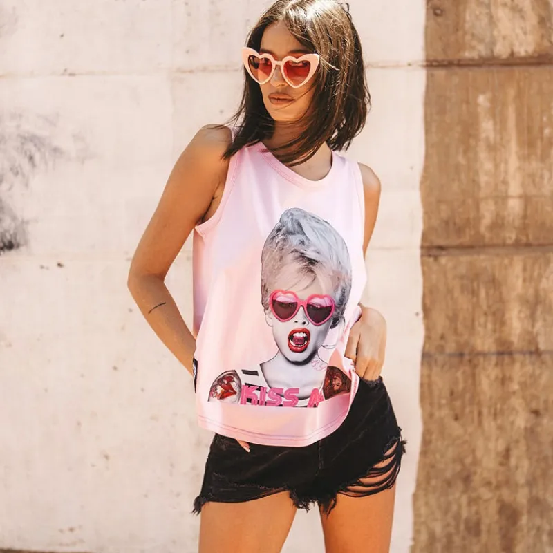 BE HAPPINESS Camisetas*Top Brigitte Kiss Me ROSA