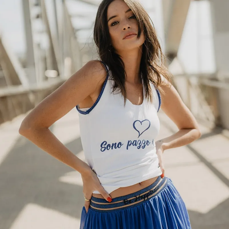 BE HAPPINESS Camisetas*Top Sono Combinado BLANCO