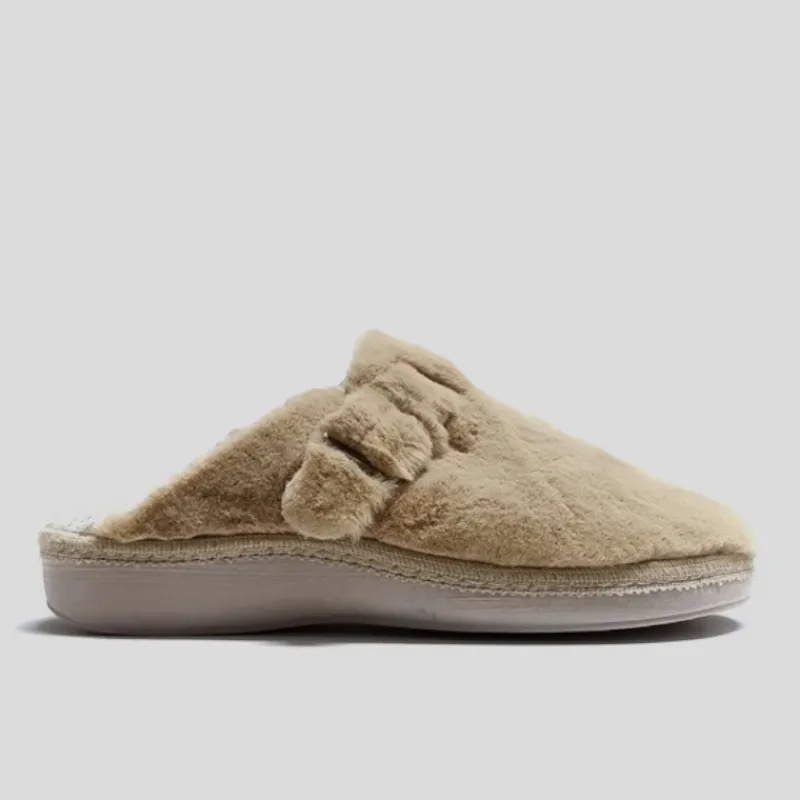 SV ZAPATILLAS Zapatillas De Casa*Zapatilla Mujer Hebilla URSUS Pelo CAMEL