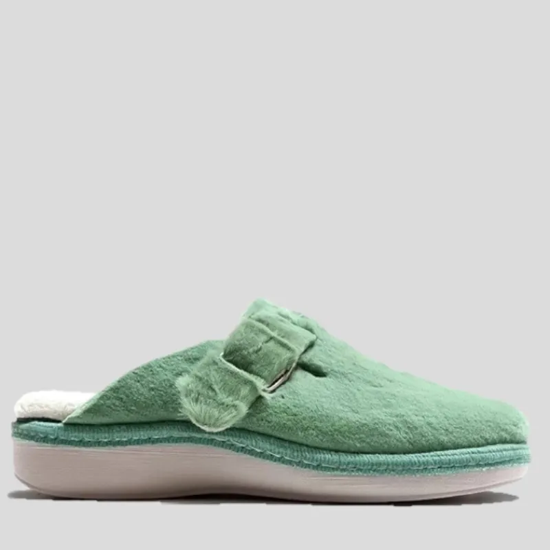 SV ZAPATILLAS Zapatillas De Casa*Zapatilla Mujer Hebilla URSUS Pelo VERDE JADE