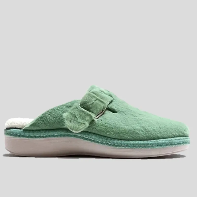 SV ZAPATILLAS Zapatillas De Casa*Zapatilla Mujer Hebilla URSUS Pelo VERDE JADE